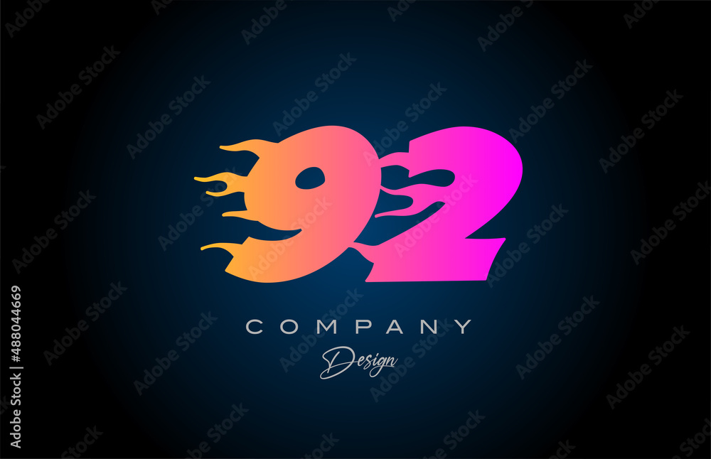 pink blue 92 number icon logo design. Creative template for business - obrazy, fototapety, plakaty 