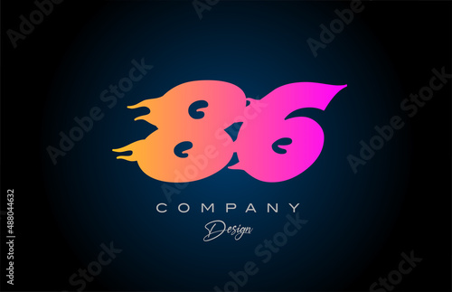 Fototapeta Naklejka Na Ścianę i Meble -  pink blue 86 number icon logo design. Creative template for business