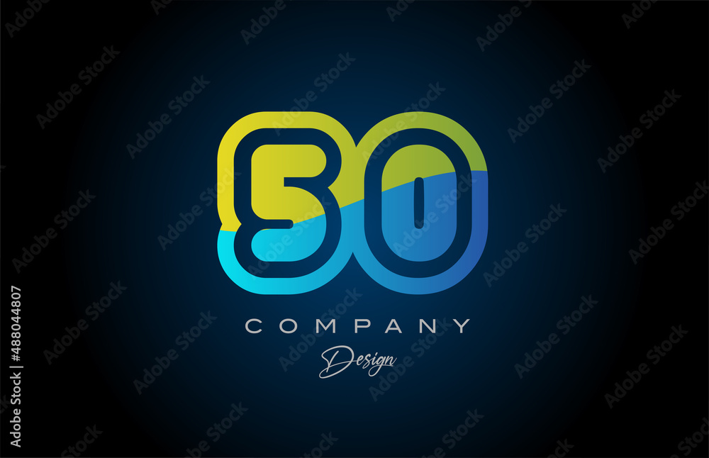 50 green blue number logo icon design. Creative template for company and business