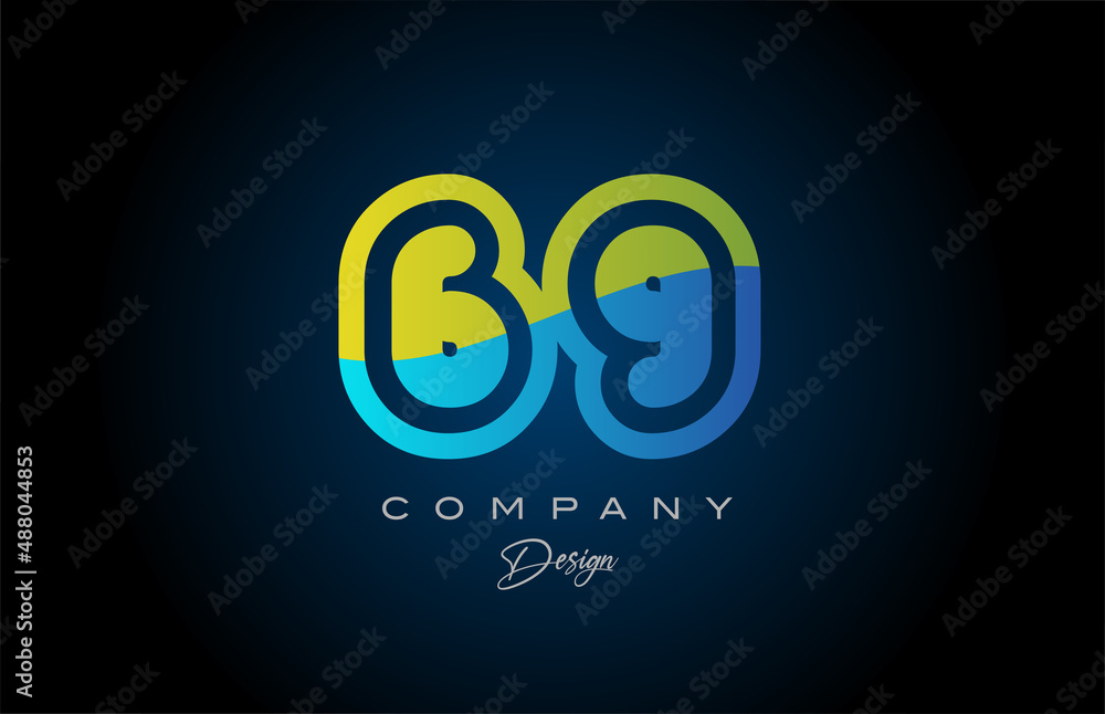 69 green blue number logo icon design. Creative template for company and business