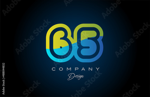 65 green blue number logo icon design. Creative template for company and business
