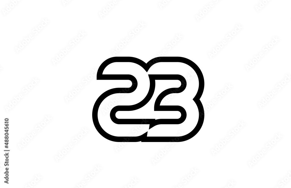 black and white line 23 number logo icon design. Creative template for business and company black and white line 23 number logo icon design. Creative template for business and company