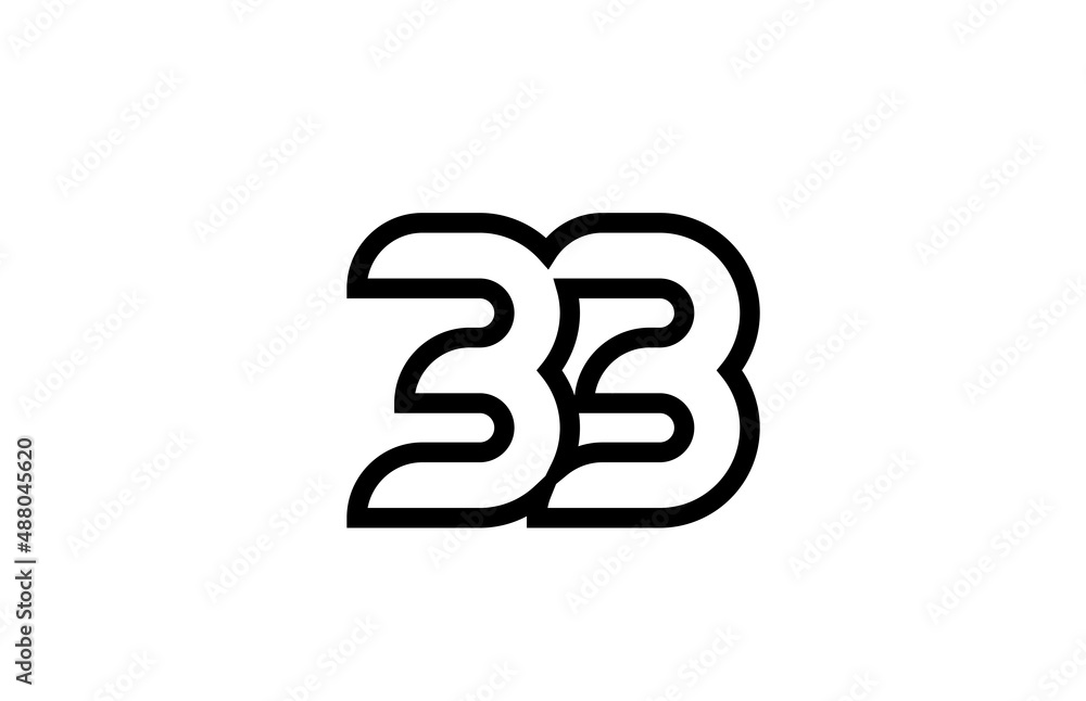 black and white line 33 number logo icon design. Creative template for business and company black and white line 33 number logo icon design. Creative template for business and company
