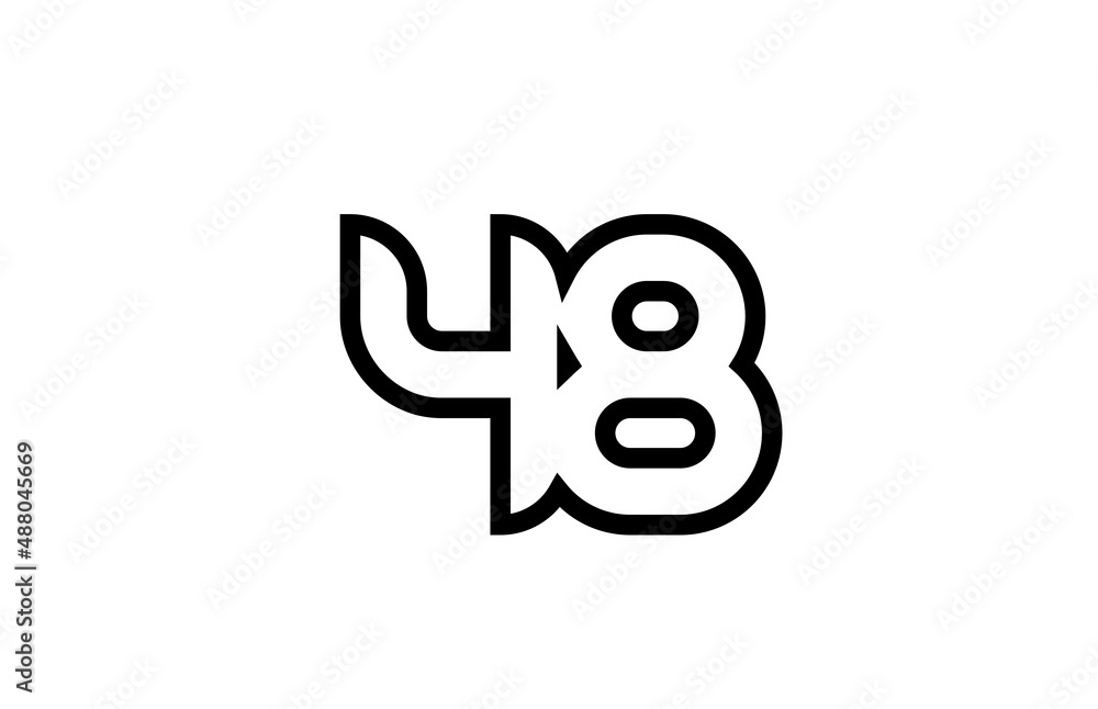 black and white line 48 number logo icon design. Creative template for business and company black and white line 48 number logo icon design. Creative template for business and company