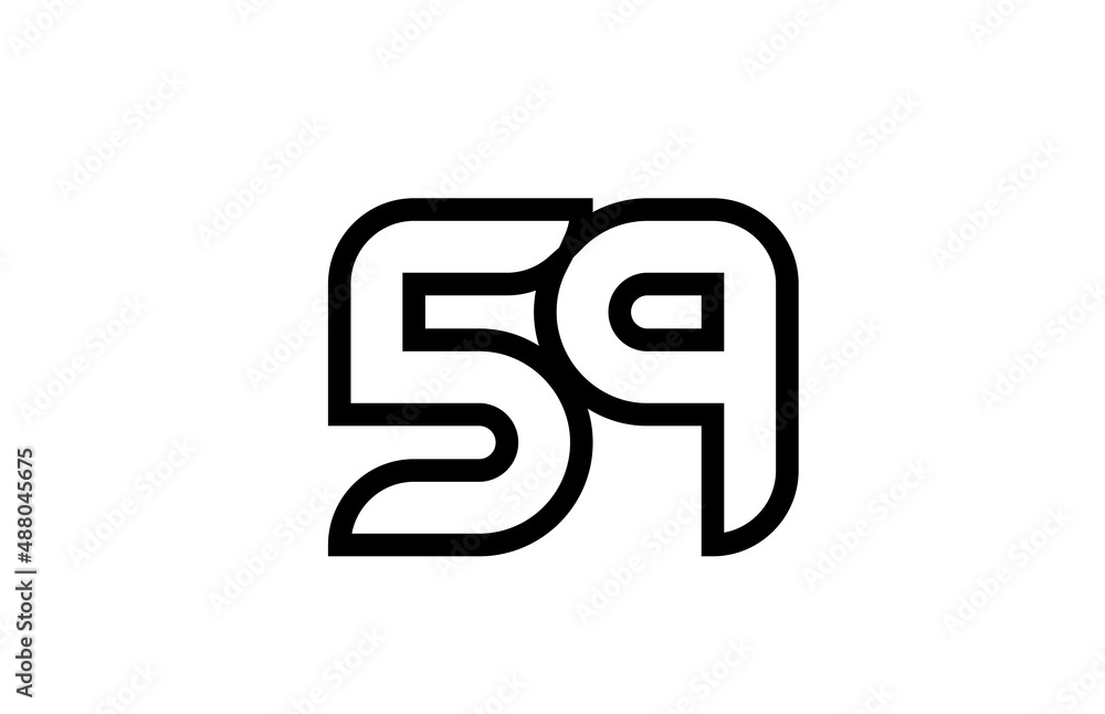 black and white line 59 number logo icon design. Creative template for business and company black and white line 59 number logo icon design. Creative template for business and company
