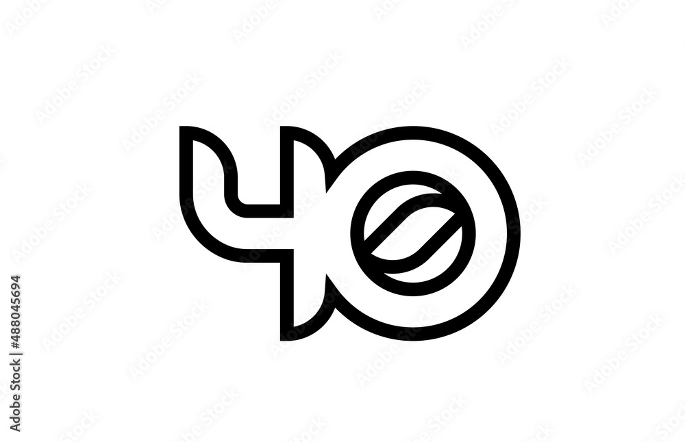 black and white line 40 number logo icon design. Creative template for business and company black and white line 40 number logo icon design. Creative template for business and company