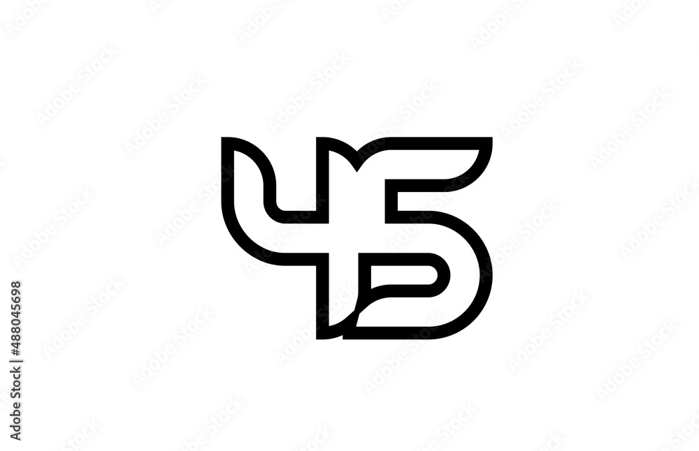 black and white line 45 number logo icon design. Creative template for business and company black and white line 45 number logo icon design. Creative template for business and company