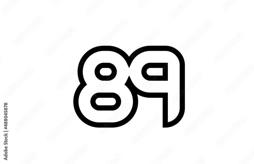 black and white line 89 number logo icon design. Creative template for business and company black and white line 89 number logo icon design. Creative template for business and company