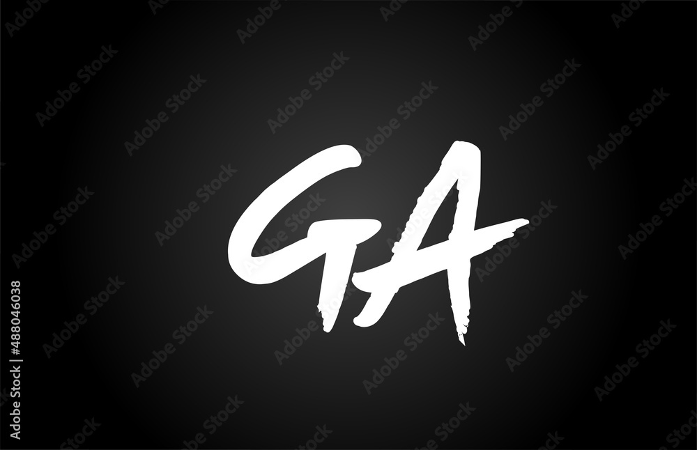 black and white GA alphabet letter logo icon design. Grunge handwritten letter combination for business or company black and white GA alphabet letter logo icon design. Grunge handwritten letter combination for business or company