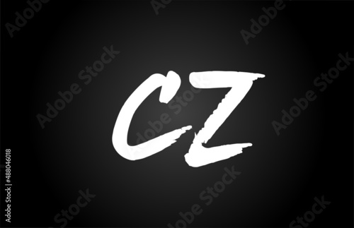 black and white CZ alphabet letter logo icon design. Grunge handwritten letter combination for business or company