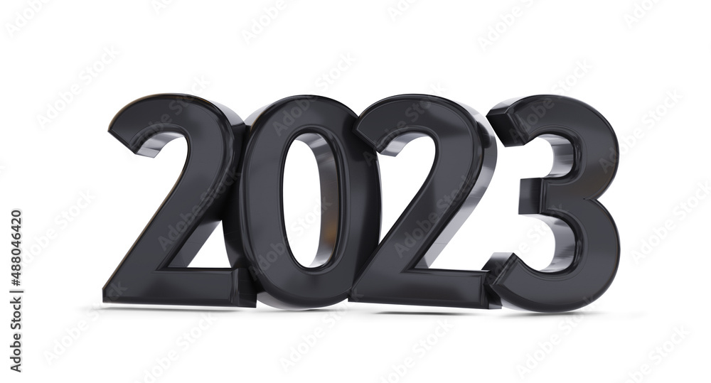 2023 bold black letters isolated on white with shadows 3d-illustration 2023 bold black letters isolated on white with shadows 3d-illustration