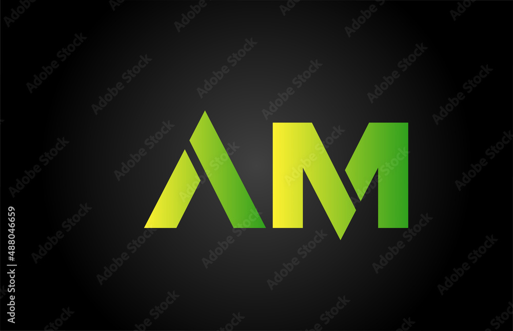 green AM alphabet letter icon logo design. Creative letter combination for company or business