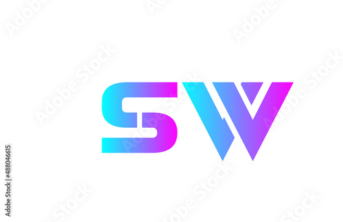 SW pink alphabet letter logo icon design. Creative letter combination for business or company