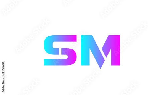 SM pink alphabet letter logo icon design. Creative letter combination for business or company