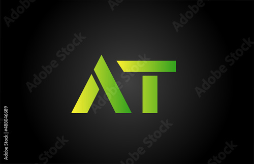 green AT alphabet letter icon logo design. Creative letter combination for company or business