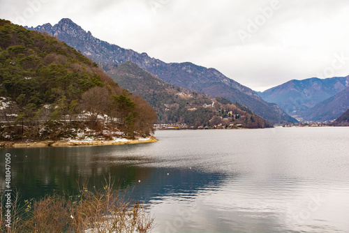 The south shore of Lago di Ledro close to Pur village near Riva del Garda on Lake Garda, Trentino-Alto Adige, north east Italy 