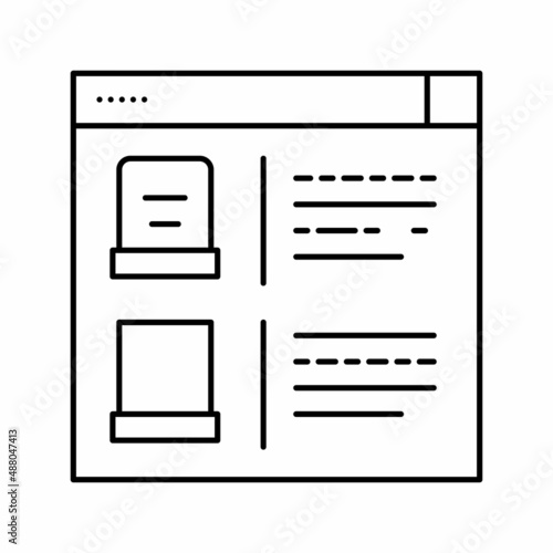 tombstone internet store line icon vector isolated illustration