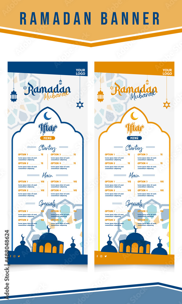 Fototapeta premium Ramadan Menu Design | Iftar Menu | Roll Banner