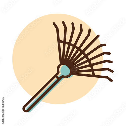 Rake for loosening ground and collecting leaves