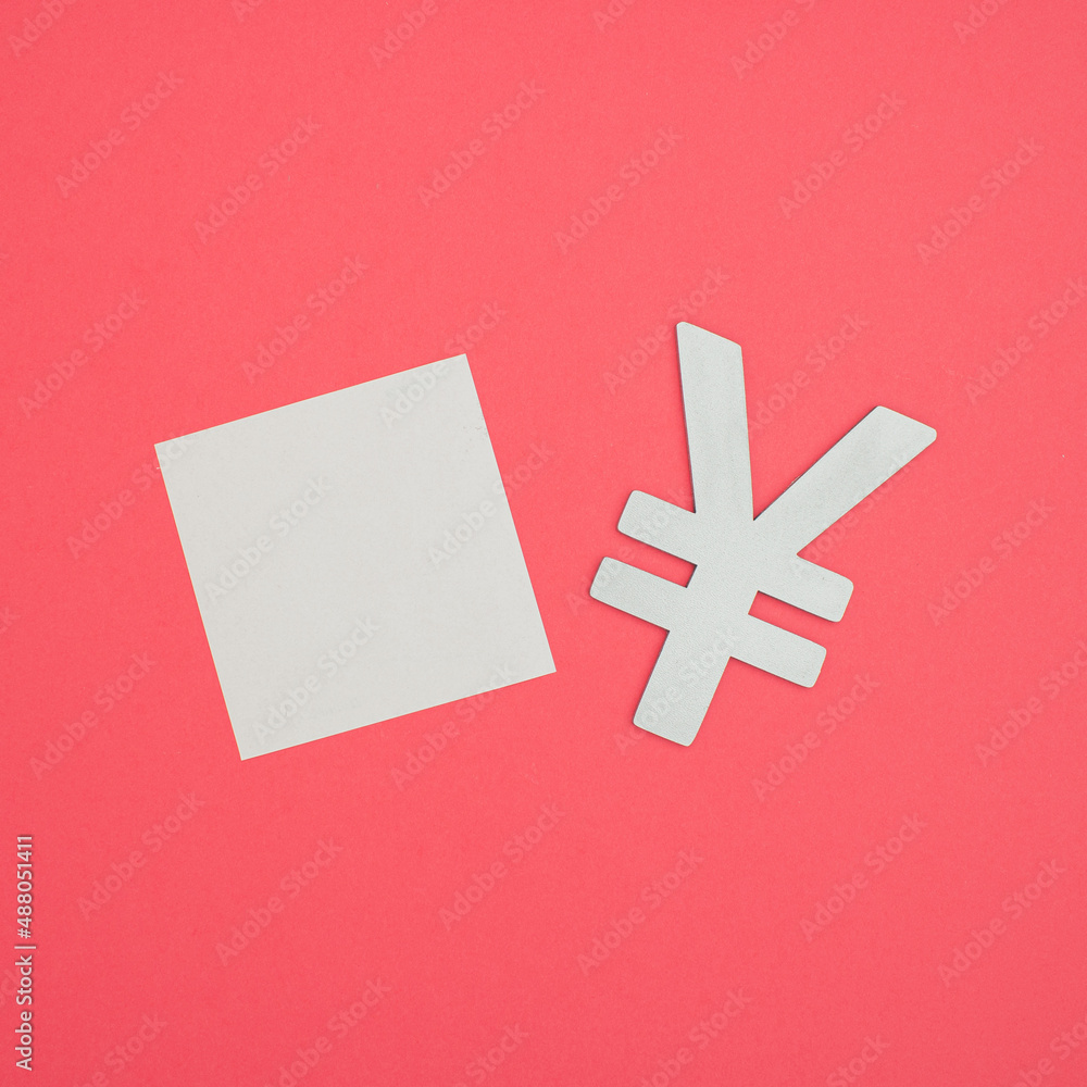 Yuan Square leaflet mock up blank template design idea. Gray yuan ...