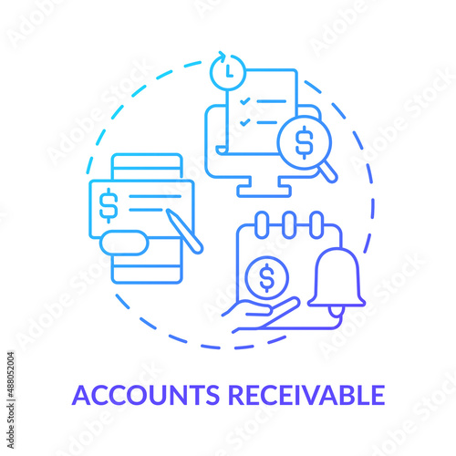 Accounts receivable blue gradient concept icon. Digital transformation. Examples of automation in business abstract idea thin line illustration. Isolated outline drawing. Myriad Pro-Bold font used