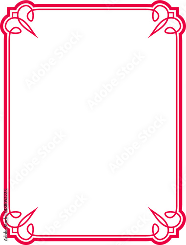 Red vector border frame. Background or book page. Simple rectangular billboard, plaque, signboard or label 