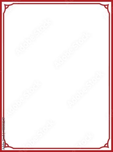 Red vector border frame. Background or book page. Simple rectangular billboard, plaque, signboard or label 