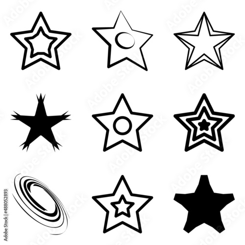 Stars2 Flat Icon Set Isolated On White Background