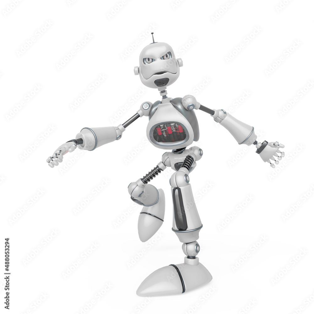 funny robot cartoon is stoping affter running funny robot cartoon is stoping affter running