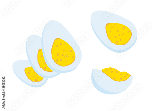 Vector illustration set with boiled egg slices