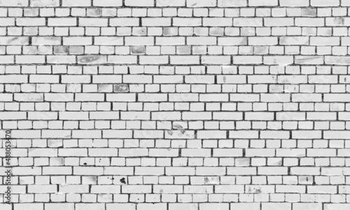 texture of old grunge white brick wall background  