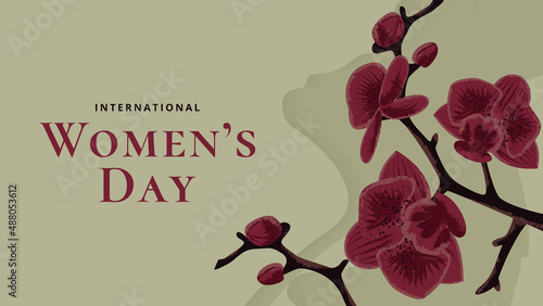 Elegant greeting card with orchids. Vector illustration.