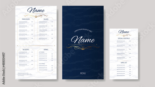 Minimalist restaurant menu, modern restaurant menu, wedding menu, stylish menu, restaurant menu, cafe menu, wine list, drink list	