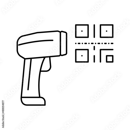pistol for scanning bar code line icon vector isolated illustration