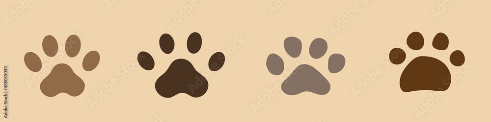 Animal footprints set. Paw prints of different animals: cat, dog, wolf, tiger, etc. Vector clipart isolated on white background. Animal footprints set. Paw prints of different animals: cat, dog, wolf, tiger, etc. Vector clipart isolated on white background.