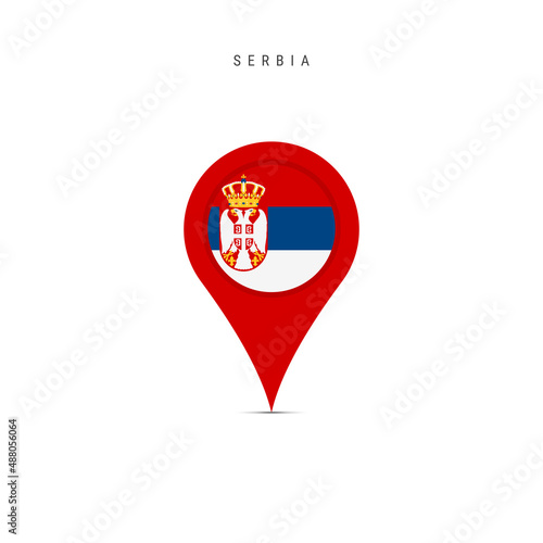 Free Download Teardrop map marker with flag of Serbia. Serbian flag inserted in the location map pin. Flat vector illustration isolated on white background. - GFXLoad
