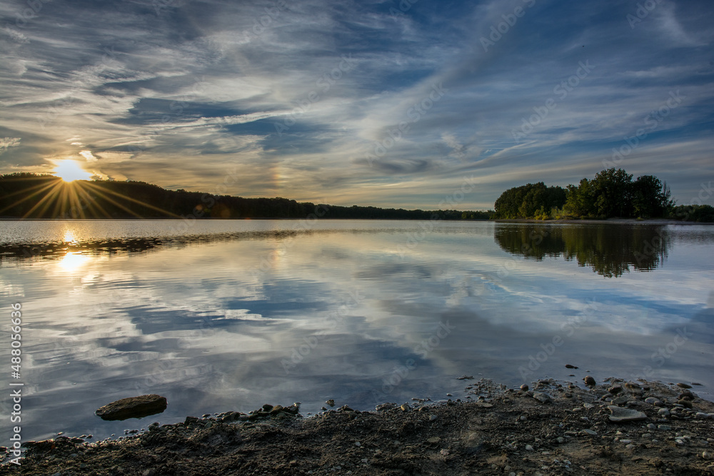 The sunset from Shenango River Lake in Hermitage, Pennsylvania Stock Photo