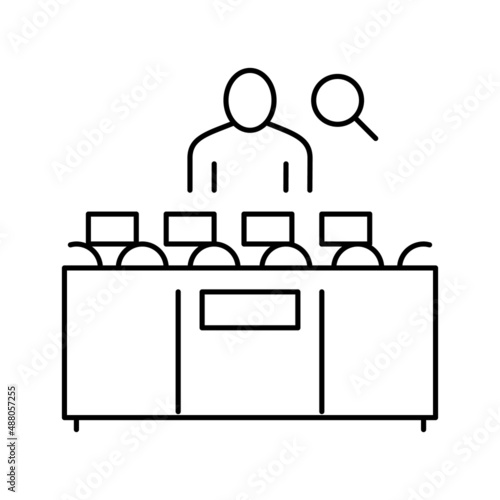 worker controle manufacturing process line icon vector illustration