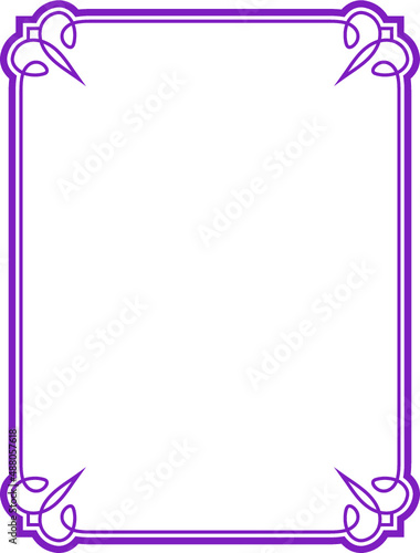 Vector border frame. Purple pink background or book page. Simple rectangular billboard, plaque, signboard or label 