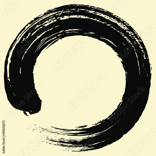 Enso Zen Japanese Circle Brush Sumi-e Shodo Vector Illustration Ink Logo Design Vector