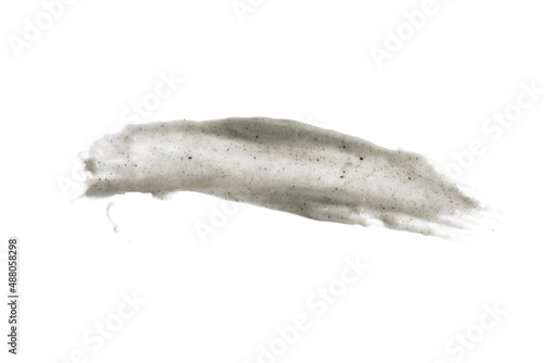 Black and gray smear with scrub effect, cream on a white background