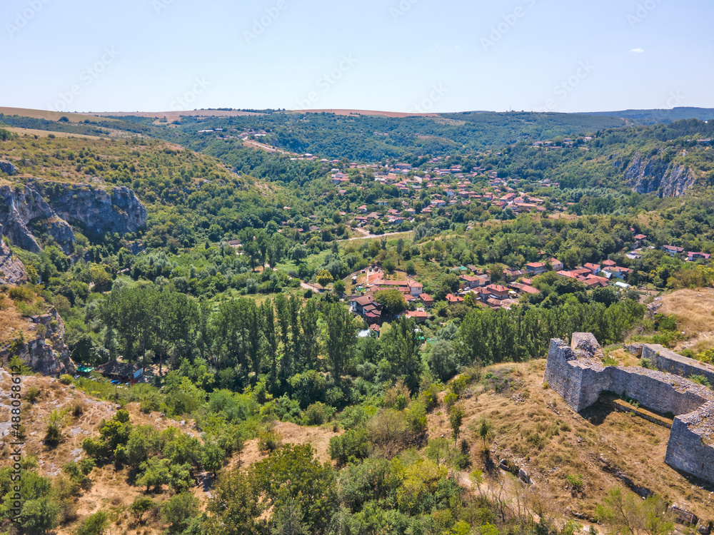 Aerial view of Ruins of medieval fortificated city of Cherven, Bulgaria Aerial view of Ruins of medieval fortificated city of Cherven, Bulgaria