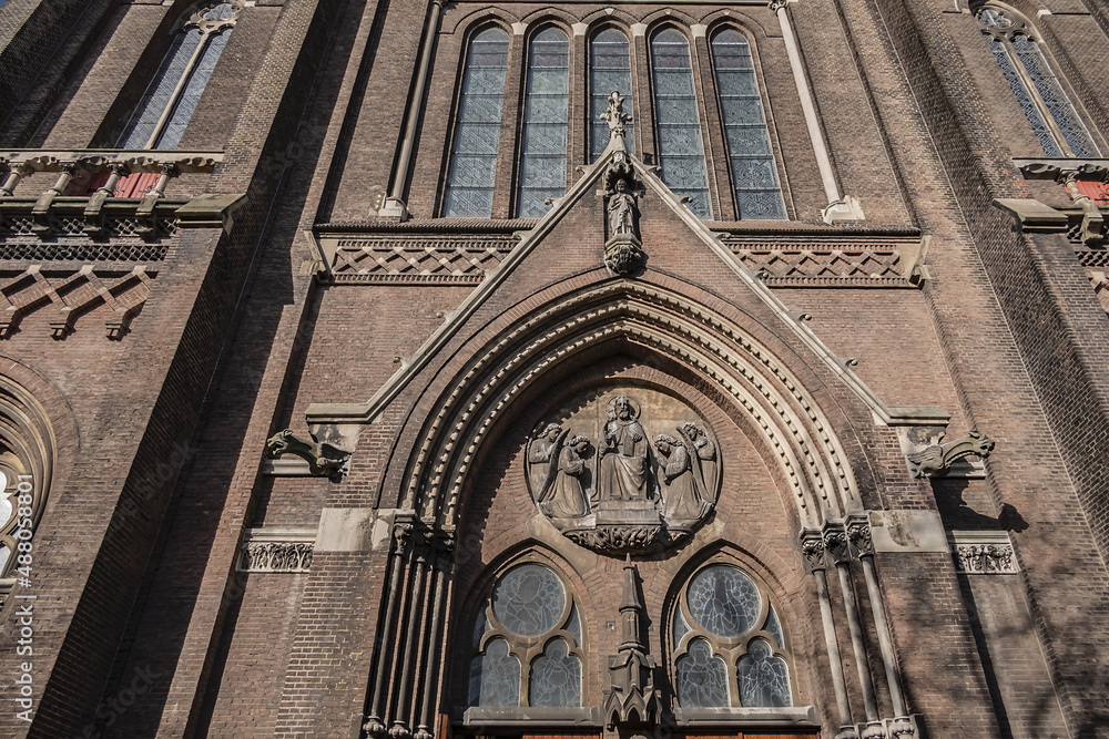 Maria van Jessekerk (1875 - 1882) - Neo-Gothic parish Roman Catholic Church in Delft. Originally this church was dedicated to Saint Joseph. Delft, the Netherlands. 
