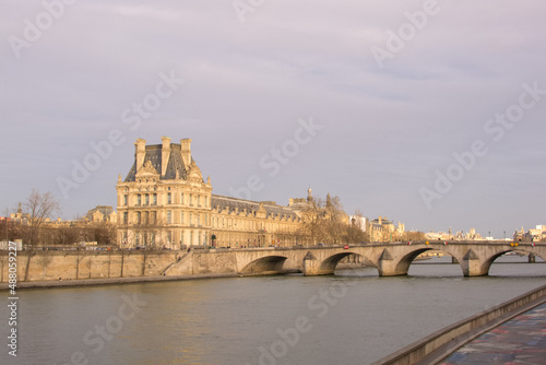 View of the right bank of the Seine in Paris, France