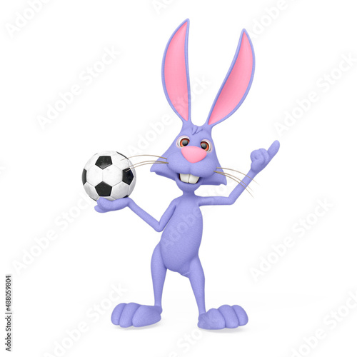 rabbit cartoon is holding a soccer ball
