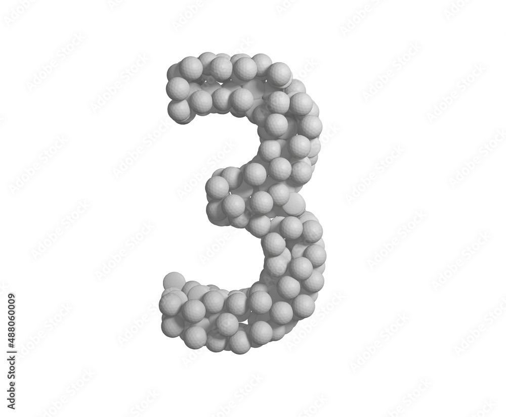 Golf Ball Themed Font Number 3 Golf Ball Themed Font Number 3