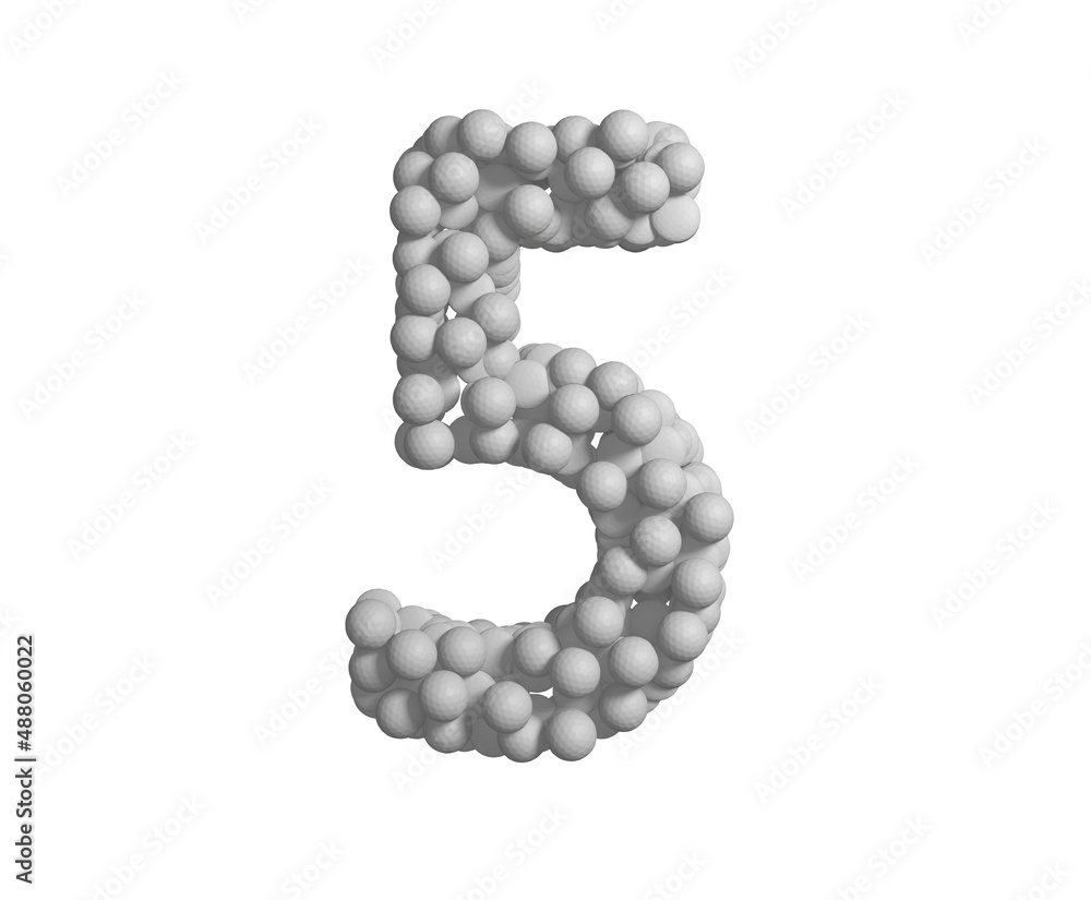 Golf Ball Themed Font Number 5 Golf Ball Themed Font Number 5