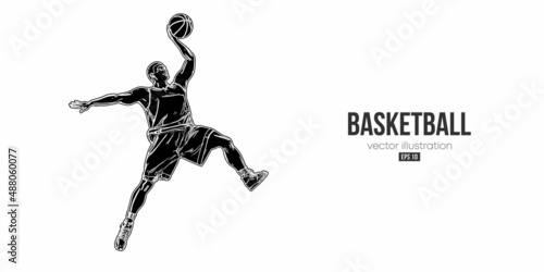 Abstract basketball player man in action isolated white background. Vector illustration