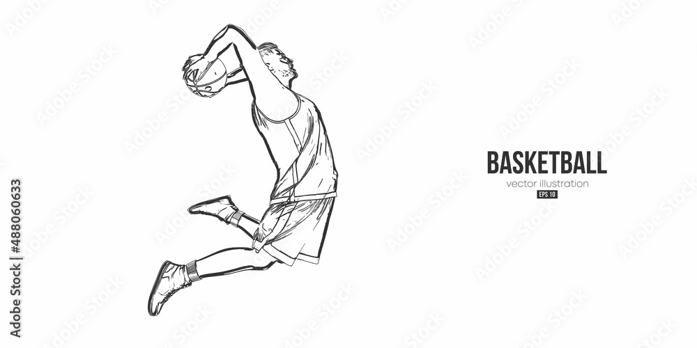 Abstract basketball player man in action isolated white background. Vector illustration Abstract basketball player man in action isolated white background. Vector illustration