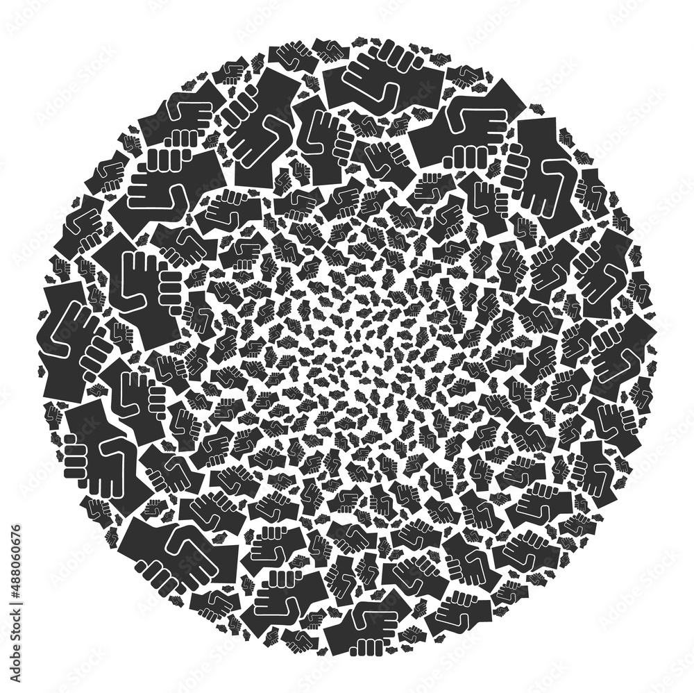 Handshake items are organized into spheric collection. Handshake icon spheric collage. Abstract spheric bubble collage is designed from handshake items. Handshake items are organized into spheric collection. Handshake icon spheric collage. Abstract spheric bubble collage is designed from handshake items.